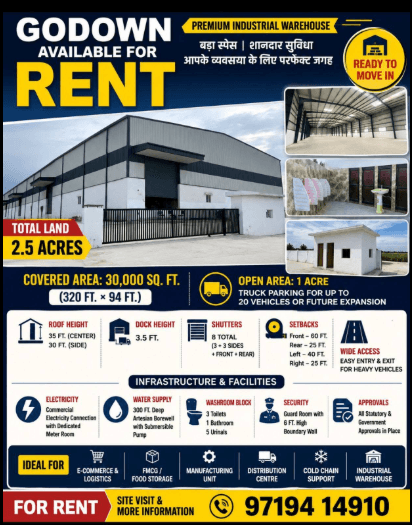 GODDOWN AVAILABLE RENT